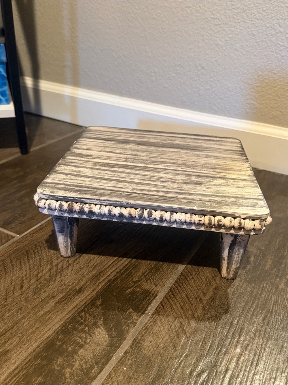 Rustic Whitewashed Wood Footed Display Stand - Home Accents